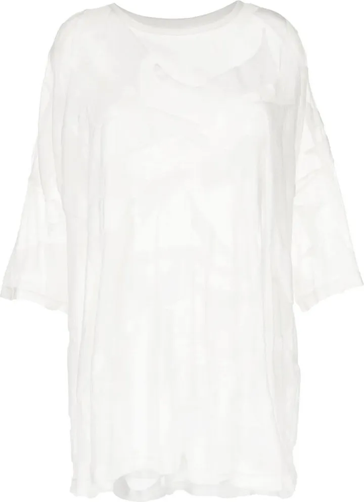 Flocked Semi-Sheer Tunic