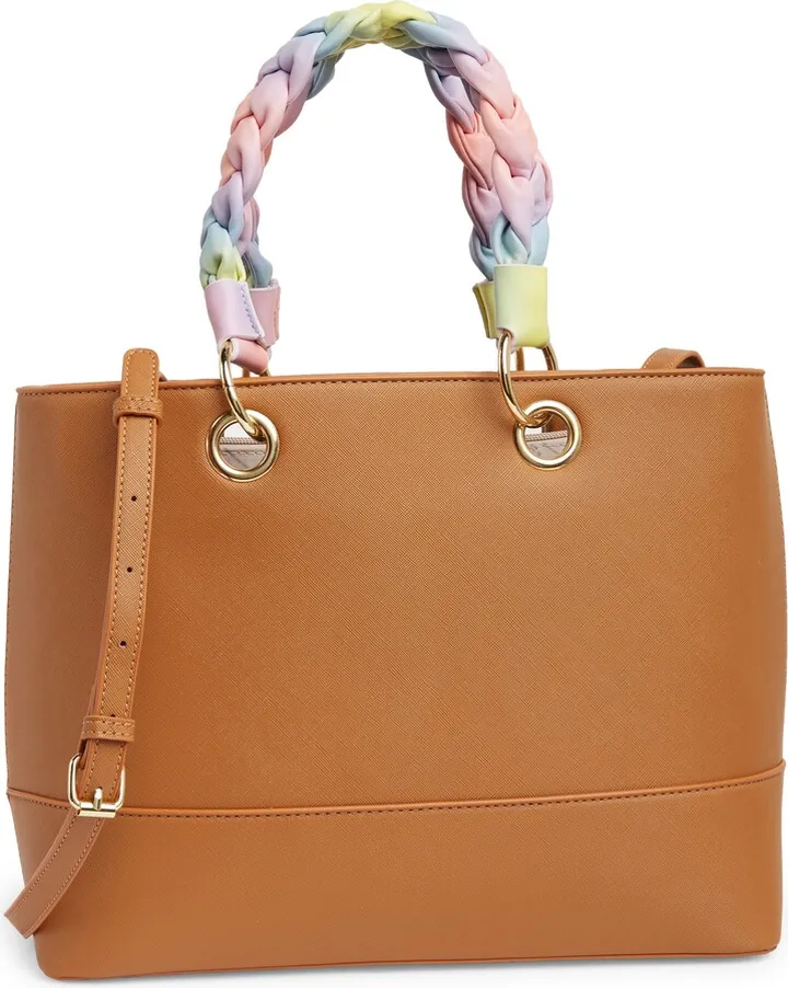 Braided Top Handle Tote Bag