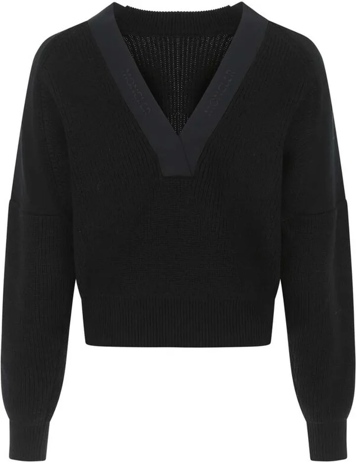 Moncler V-Neck Ribbed Knit Sweater