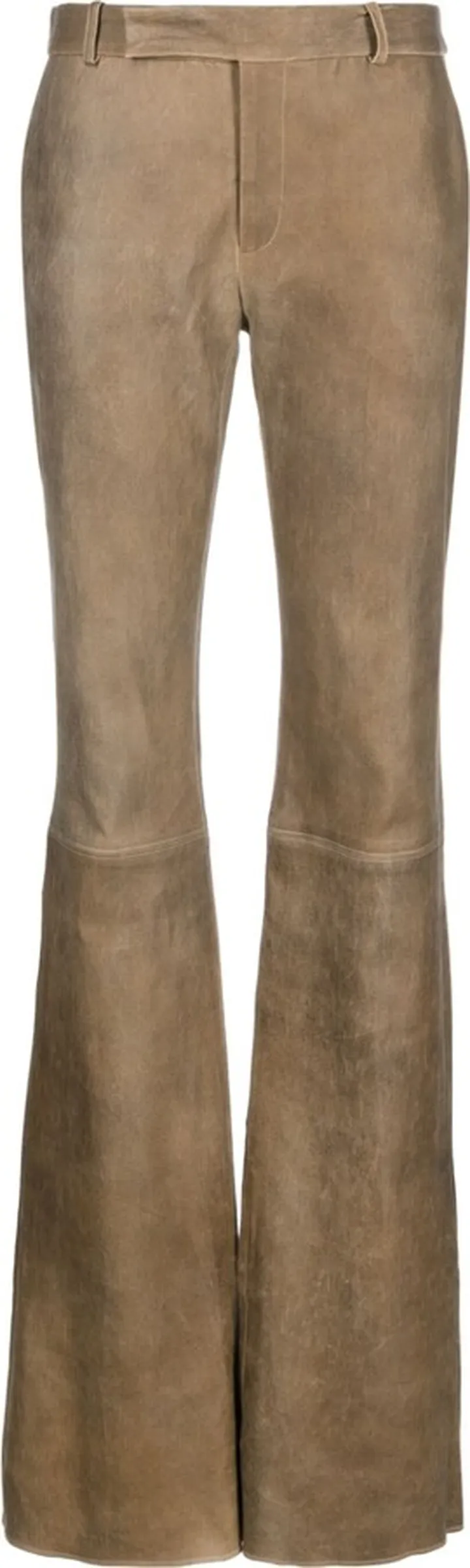 Flared Panelled Leather Trousers