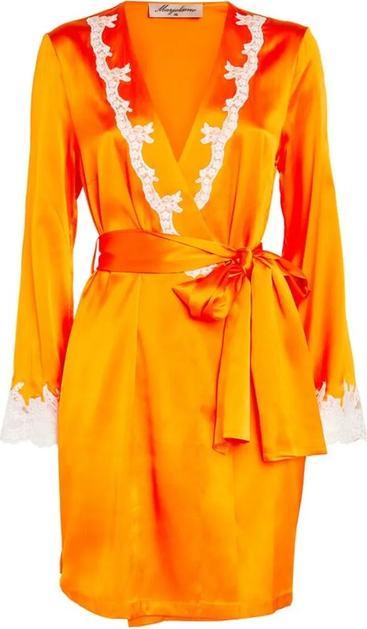 Marjolaine Silk Lace-Trim Robe