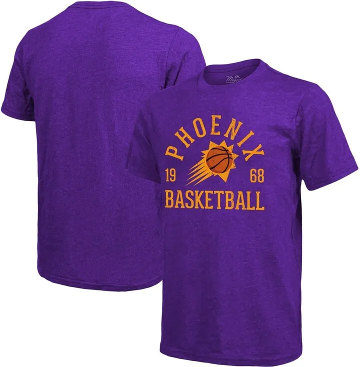Men's Majestic Threads Heathered Purple Phoenix Suns Ball Hog Tri-Blend T-shirt