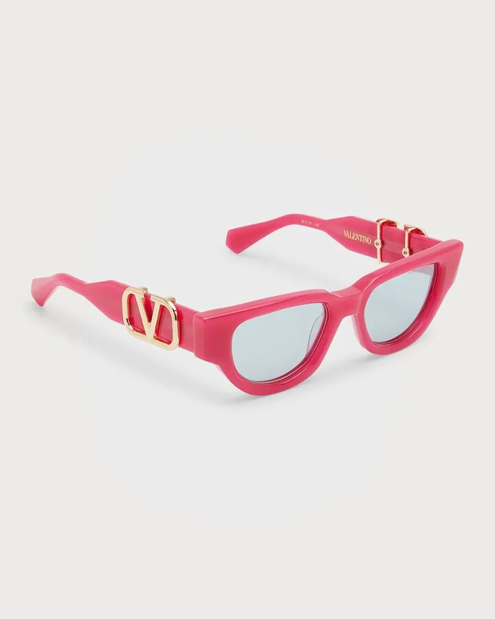Due Acetate & Titanium Cat-Eye Sunglasses