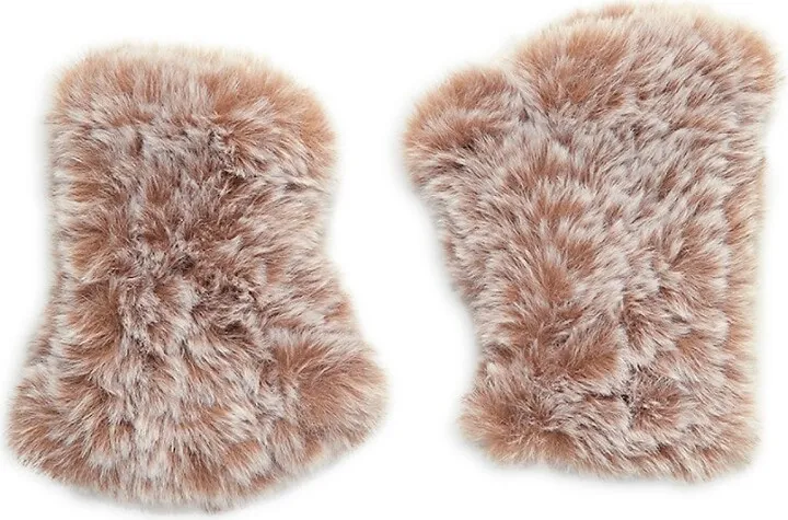 Leopard-Print Faux Fur Gloves