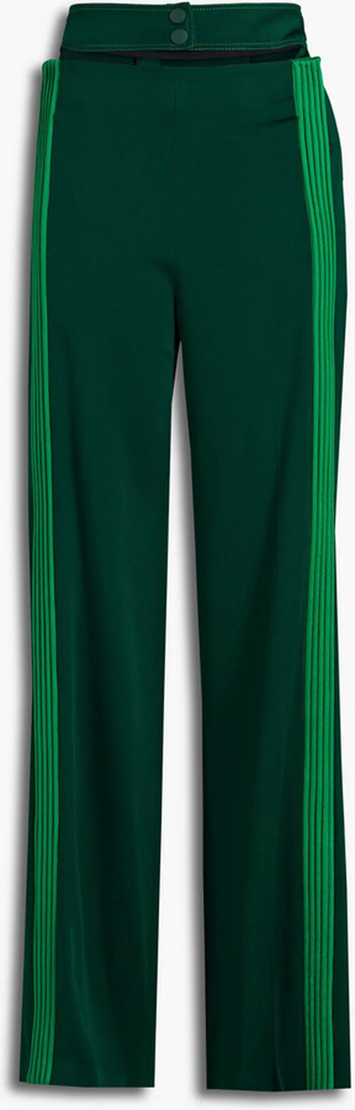 Cutout striped hammered-satin wide-leg pants