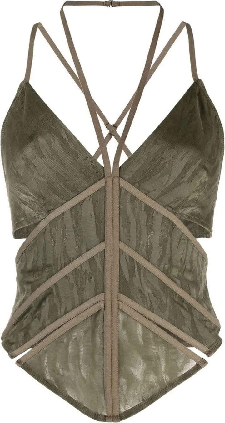 Patterned-Jacquard Halterneck Cami Top