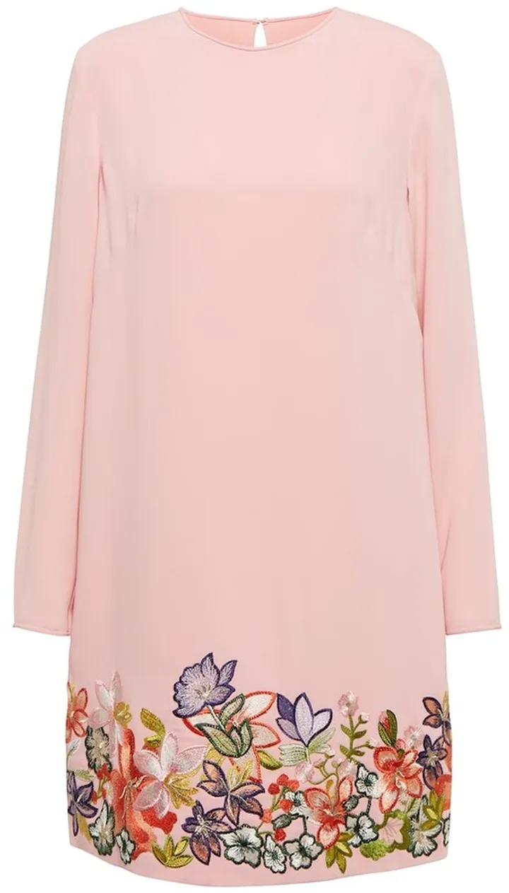 Zinnia floral-embroidered minidress