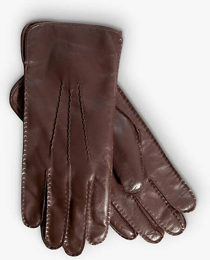 Womens Brown Cashmere-lined Nappa Leather Gloves