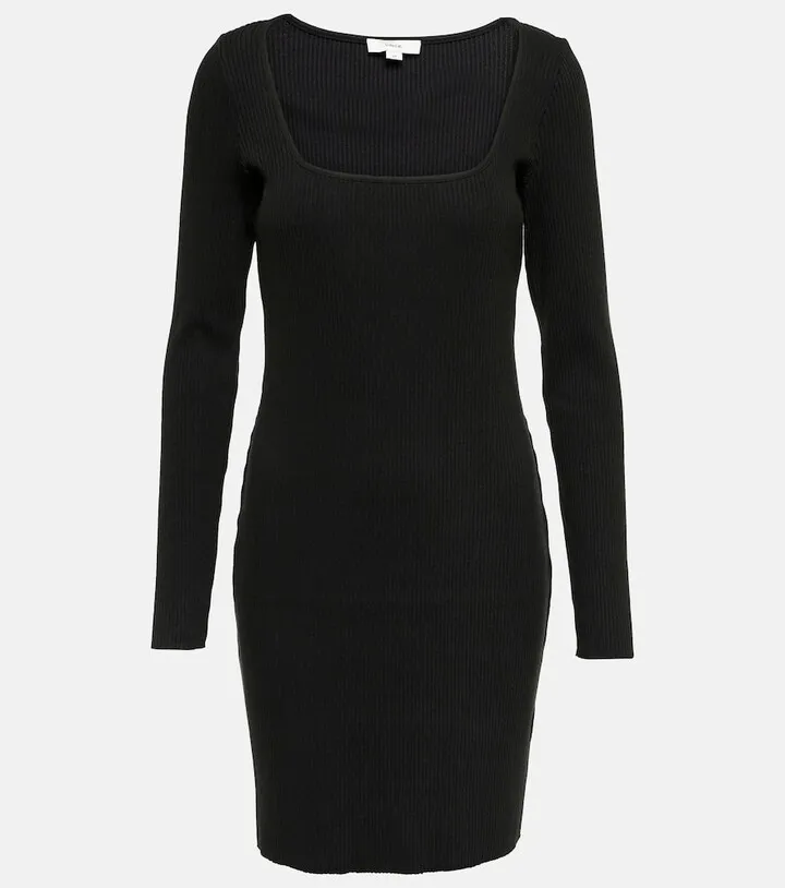Ribbed-knit cotton-blend midi dress