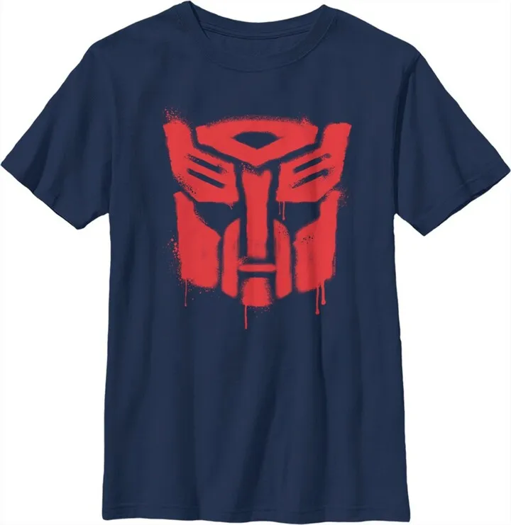 Boy's Transformers Autobots Graffiti Logo T-Shirt - Navy Blue - Small