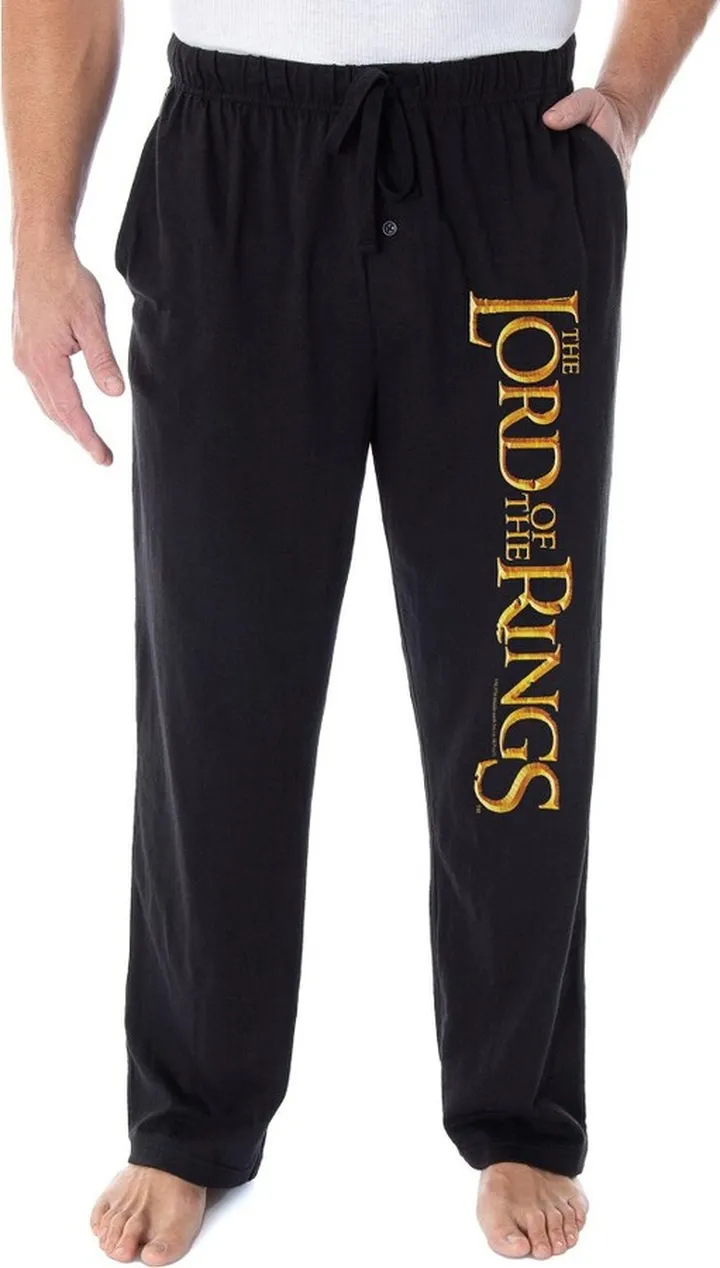 The Lord of the Rings Men's Film Logo Sleepwear Lounge Bottoms Pajama Pants (2X) Black