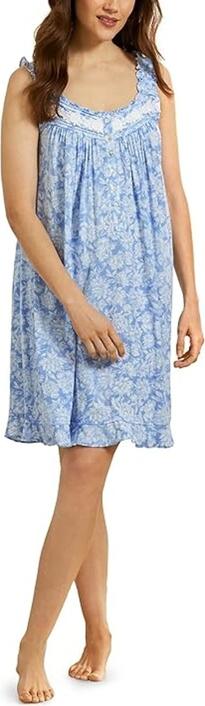 Eileen West Sleeveless Chemise (Blue Ground Floral) Women's Pajama