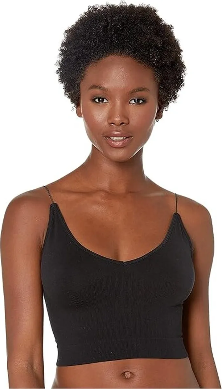 Free People Ribbed V-Neck Brami (Black) Women's Clothing