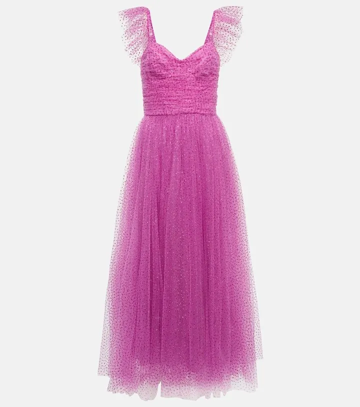 Draped belted midi dress