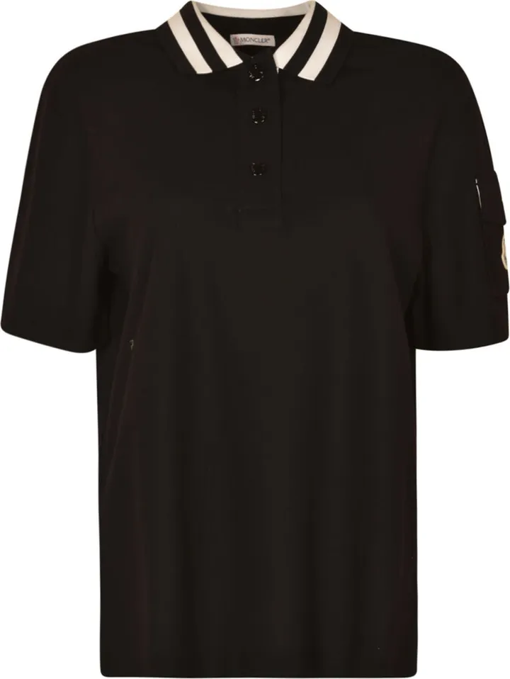 Stripe Collar Logo Patched Polo Shirt