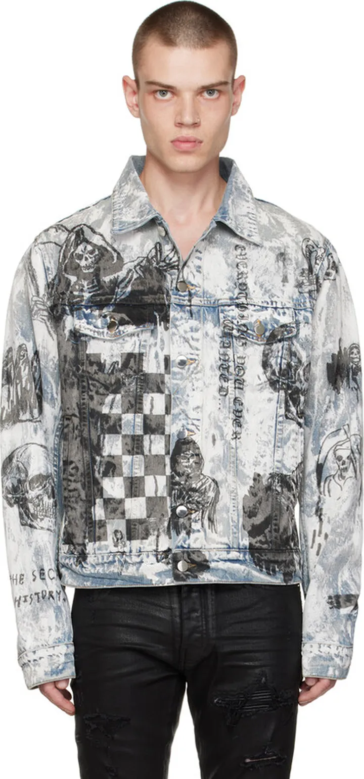 AMIRI Blue Wes Lang Edition Sketch Denim Jacket