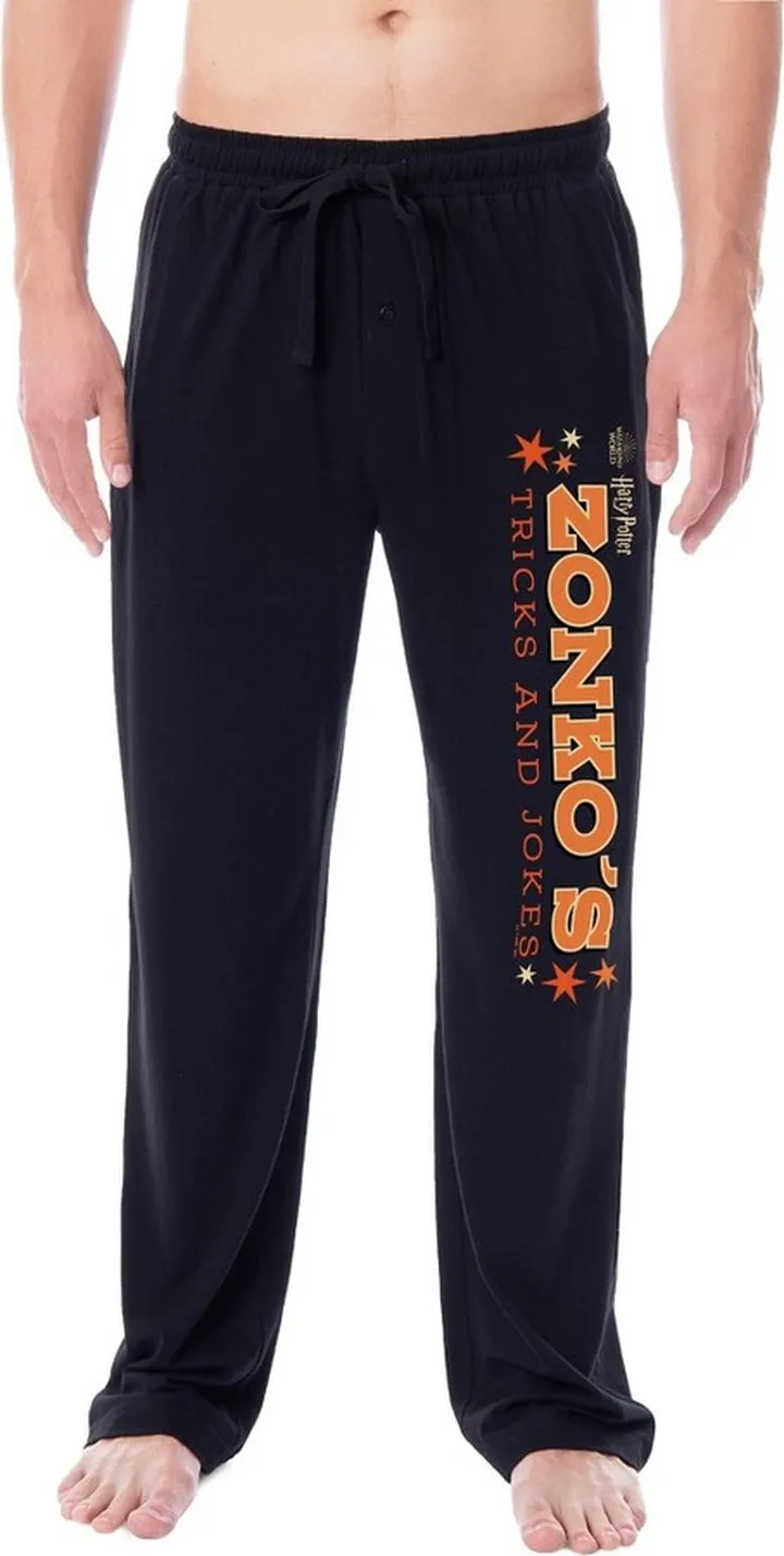 Harry Potter Mens' Zonko's Tricks and Jokes Wizarding World Pajama Pants (M) Black