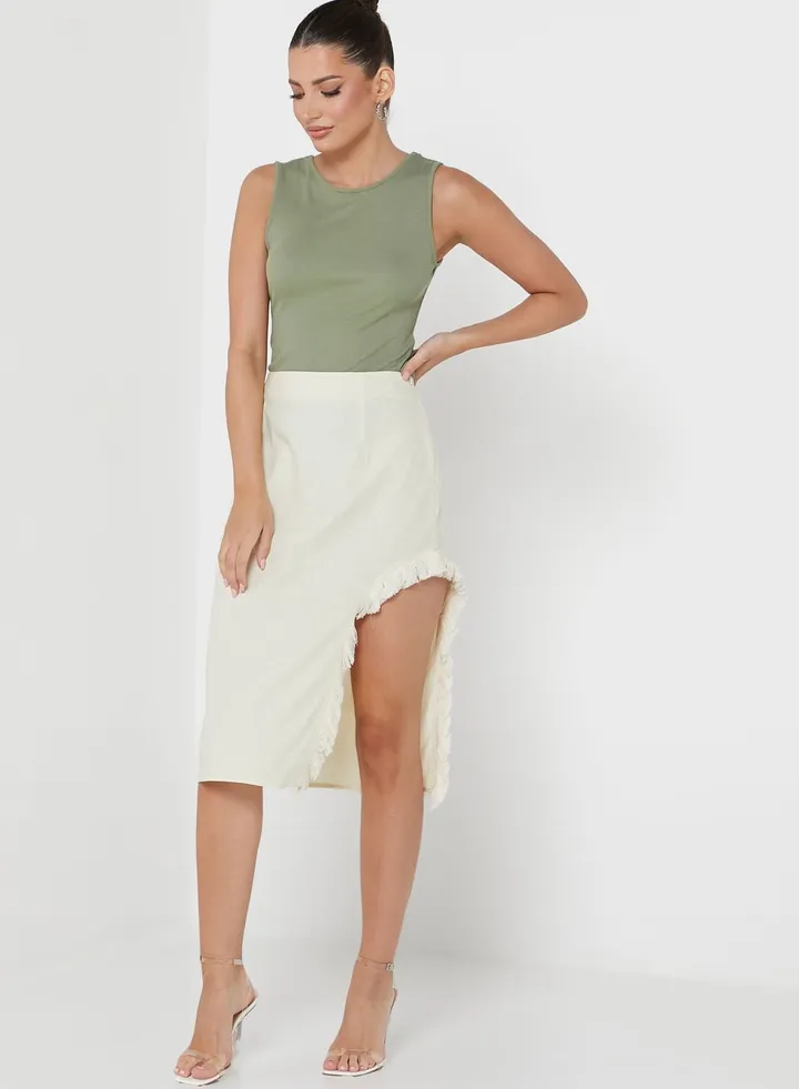 Strappy Side Split Asymmetric Skirt