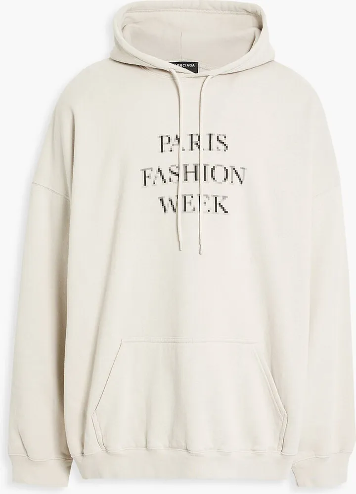 Printed cotton-fleece hoodie
