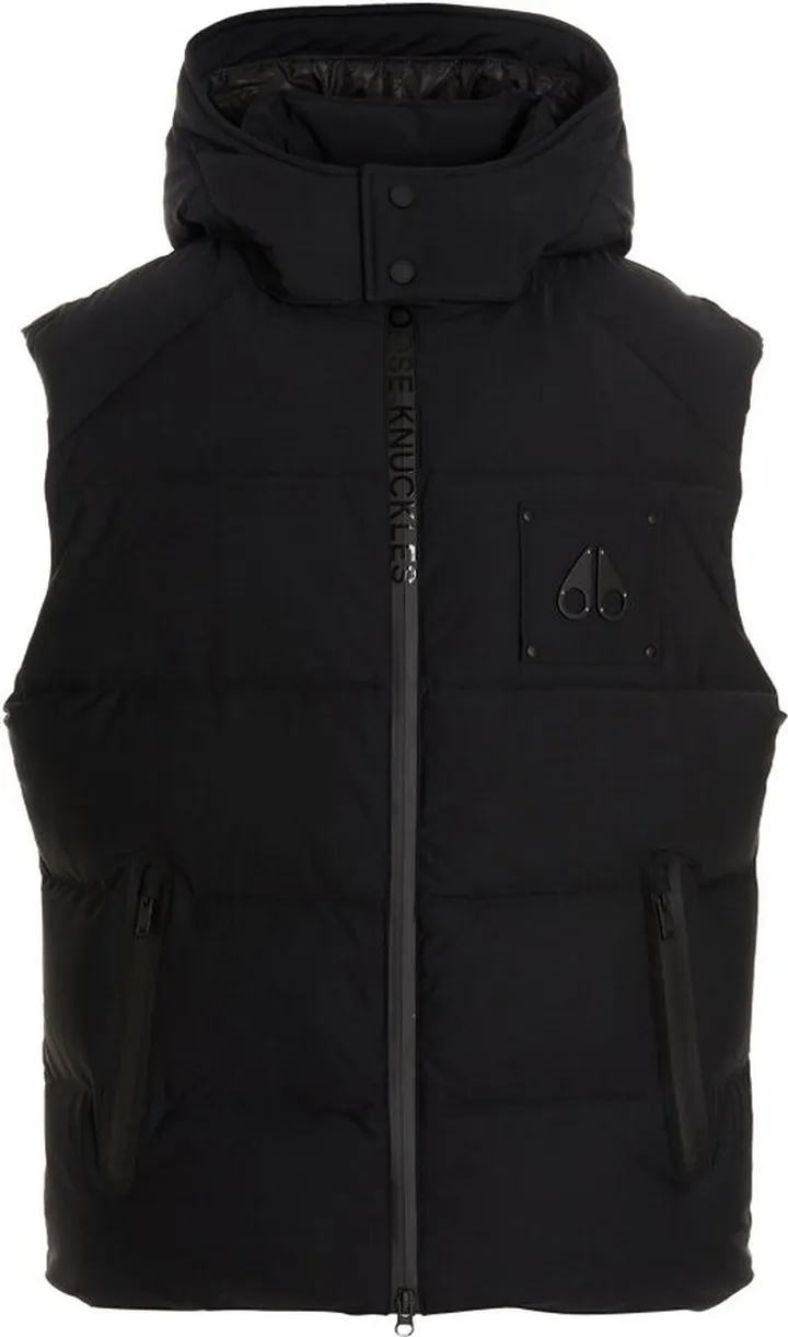 Moose Knuckles Zig-Zag Motif Front-Zip Hooded Vest