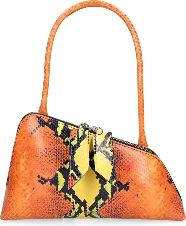 Printed leather shoulder bag