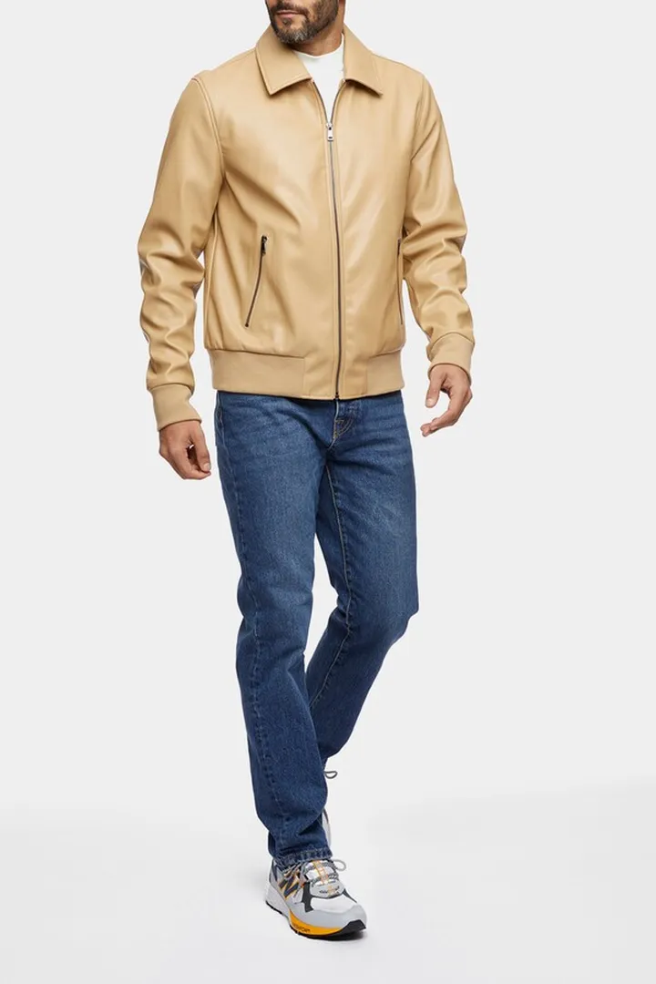 Faux Leather Bomber Jacket
