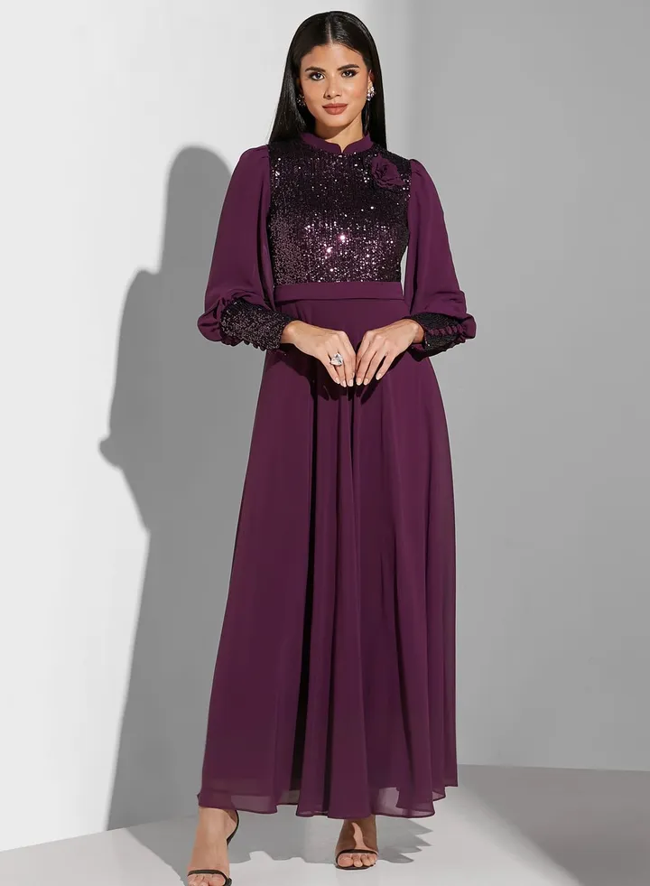 Hadia Ghaleb Shimmer Detail Dress