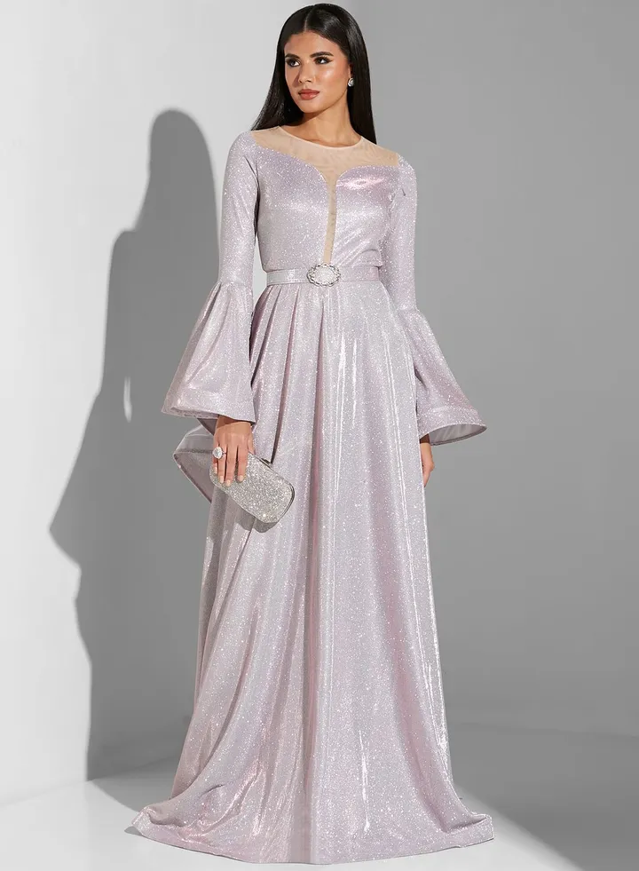 Sabrina Shimmer Flared Sleeve Dress