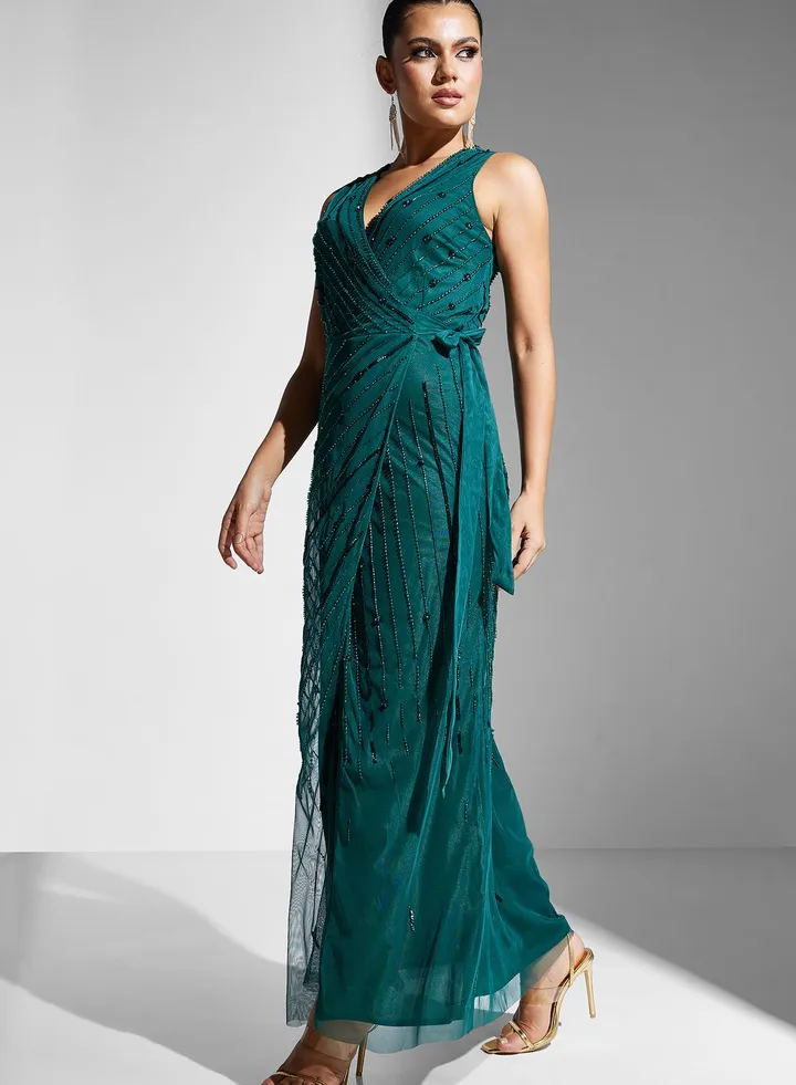 Embellished Wrap Dress
