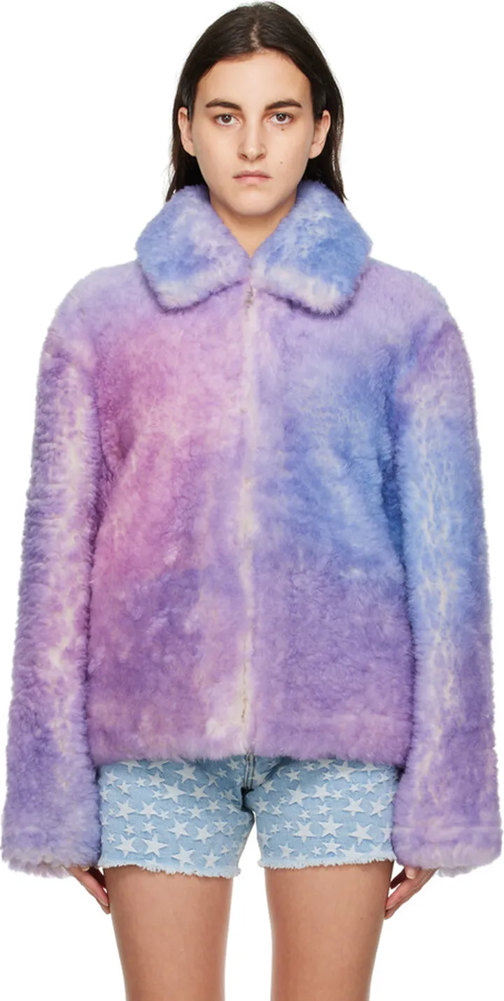 ERL Multicolor Tie-Dye Shearling Jacket