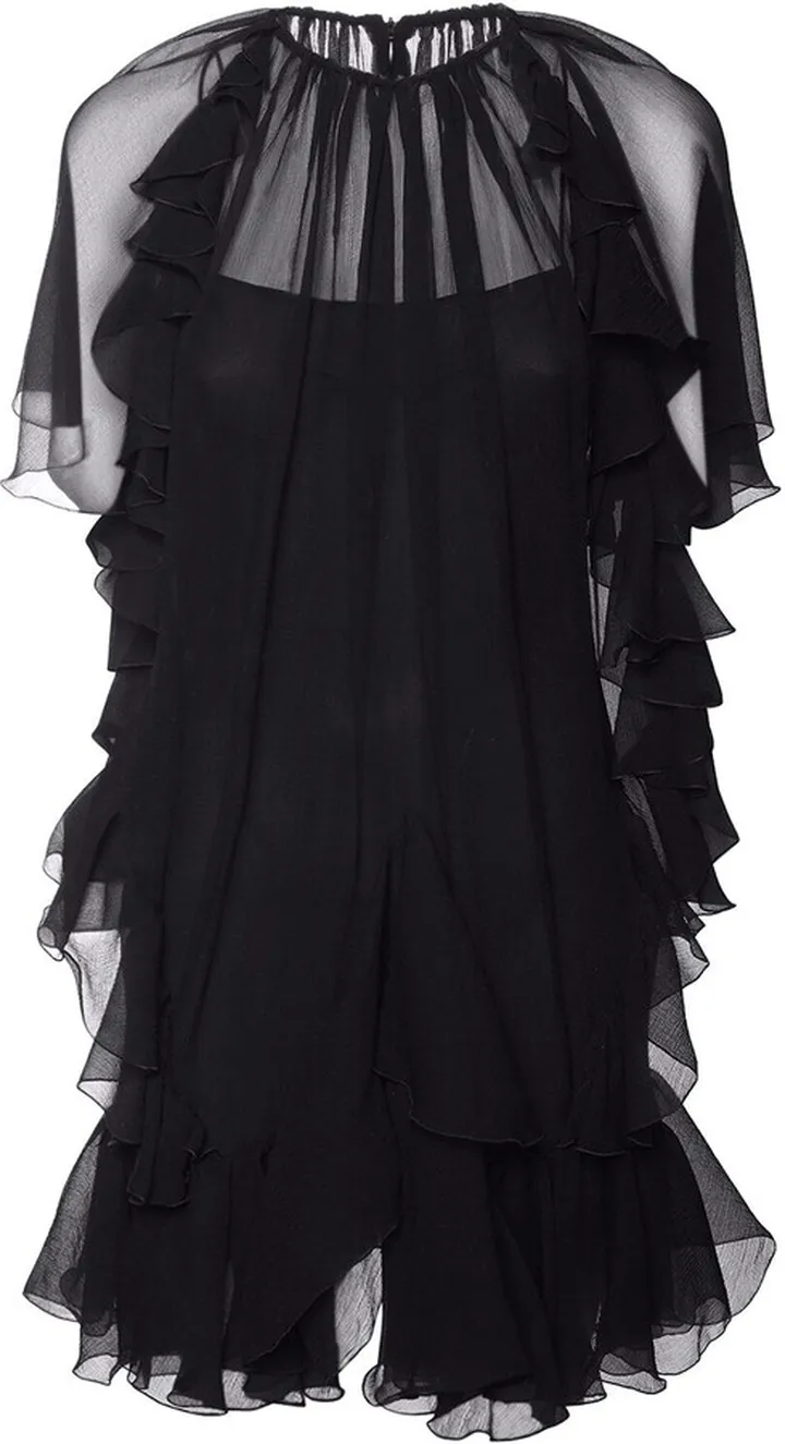Silk chiffon volant mini dress