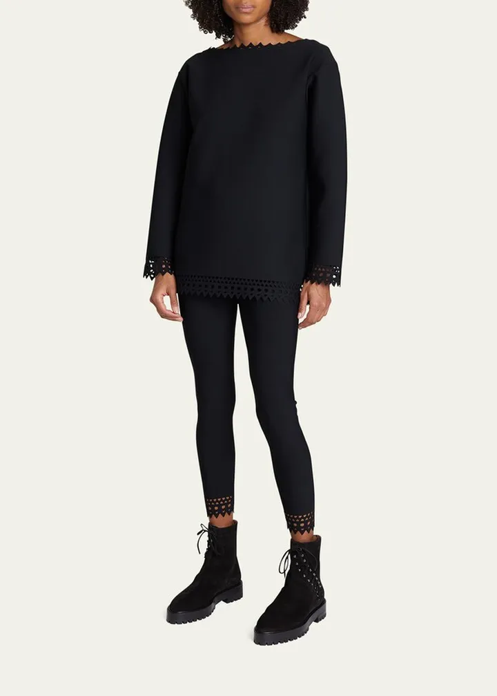 Vienne Laser-Cut Tunic Blouse
