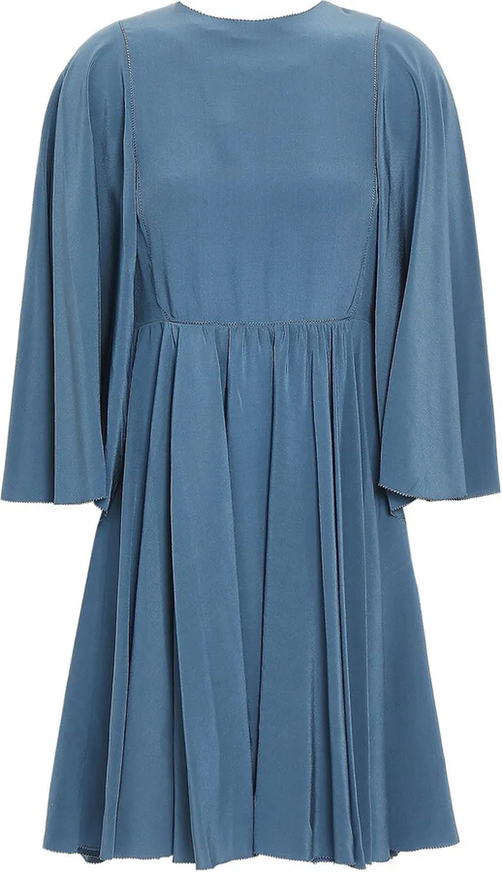 Gathered silk crepe de chine mini dress