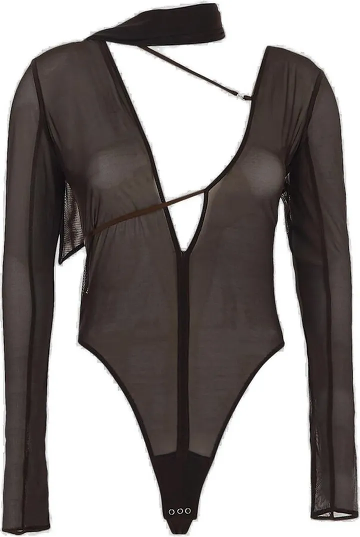 Jacquemus Le Body Abanaba Asymmetric Strappy Bodysuit