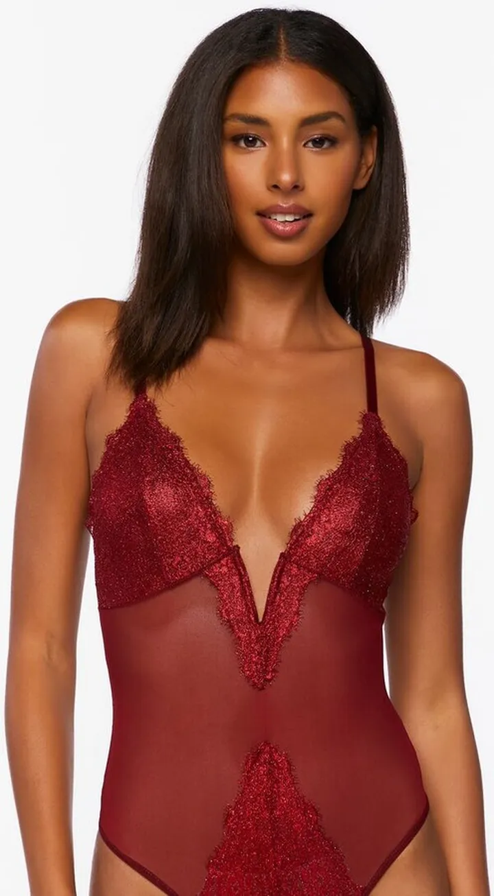 Shimmer Lace Lingerie Bodysuit