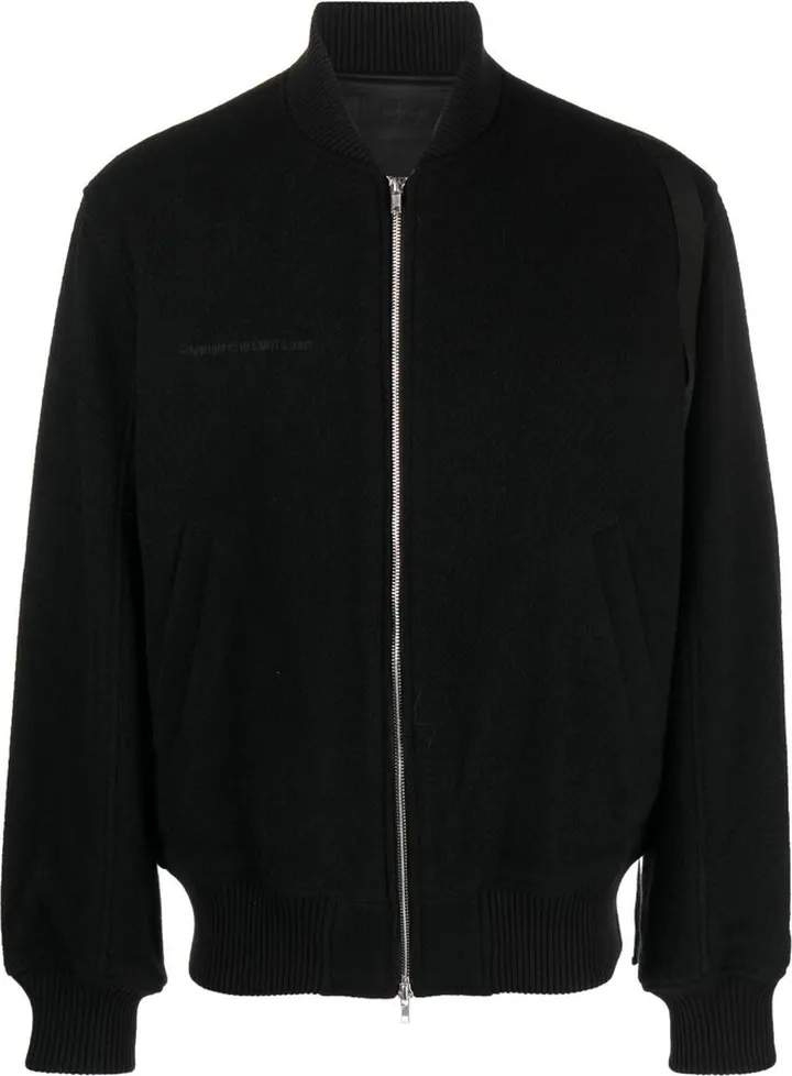 Black Logo Embroidered Bomber Jacket