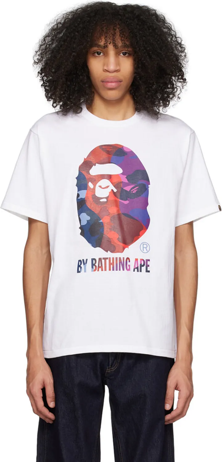 BAPE White Color Camo Crazy T-Shirt