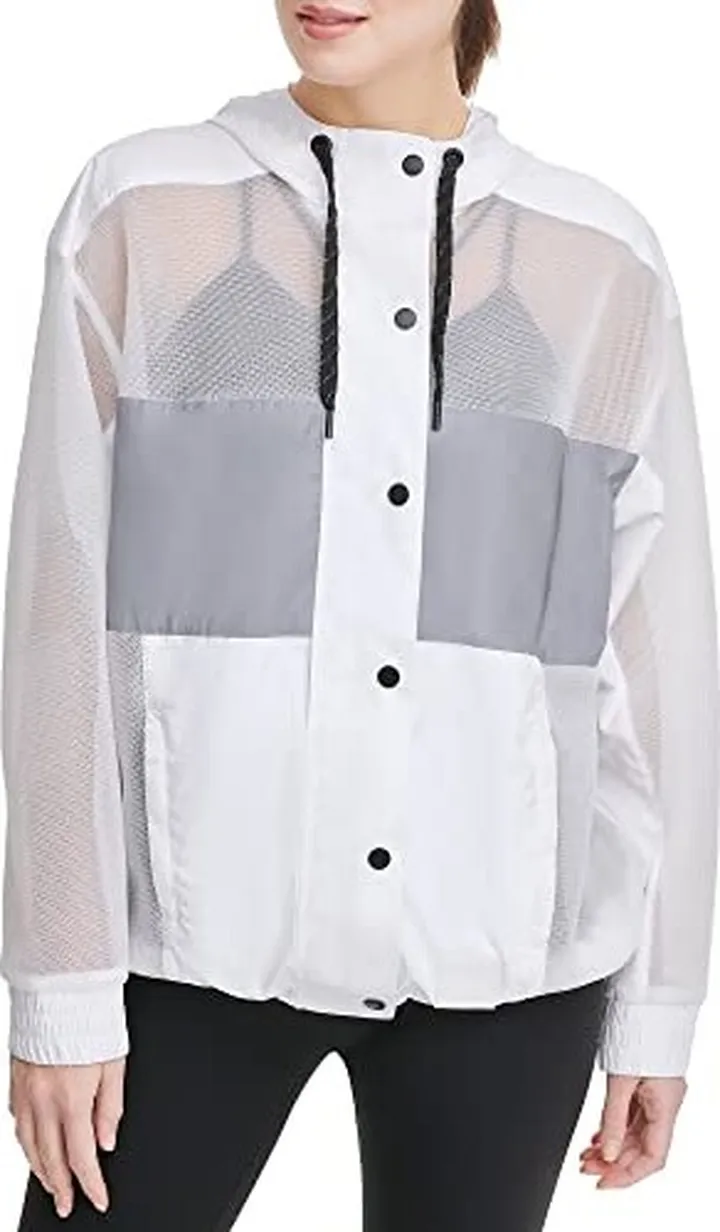DKNY Women's Sport Hooded Mesh Jacket