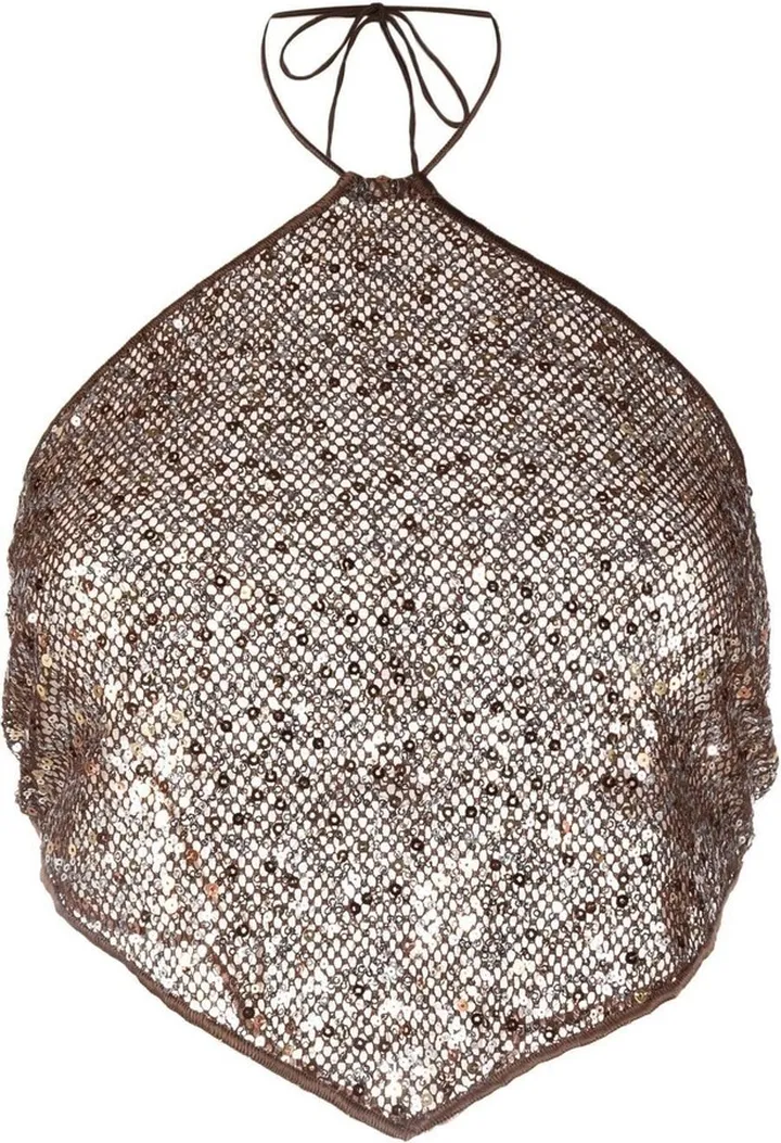 Brown Sequin Crop Top