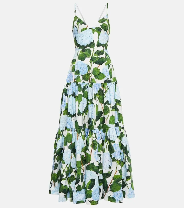 Floral cotton-blend maxi dress