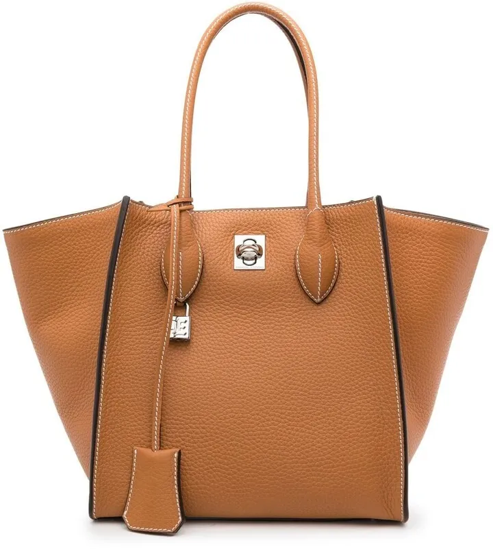 Twist-Lock Leather Shoulder Bag