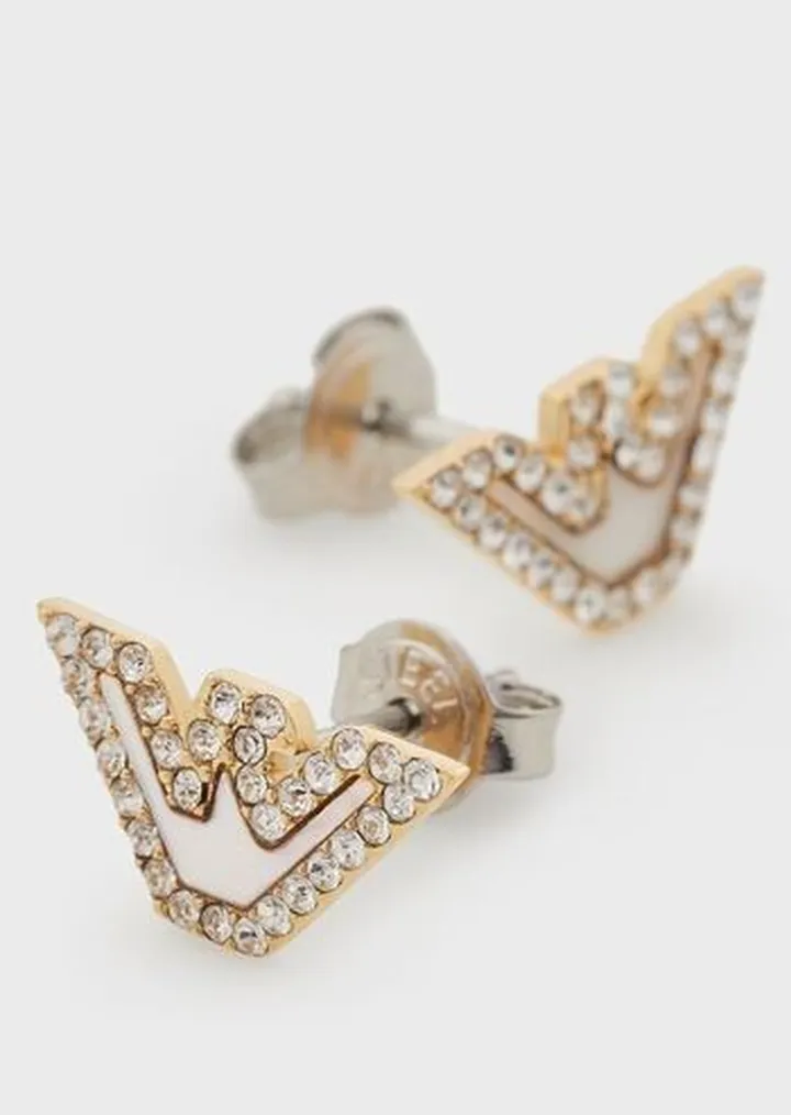 Gold-Tone Stainless Steel Mother Of Pearl Stud Earrings