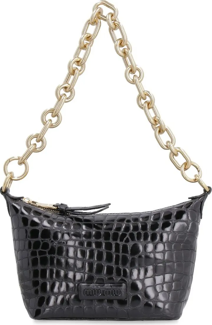 Miu Miu Logo Plaque Embossed Shoulder Bag