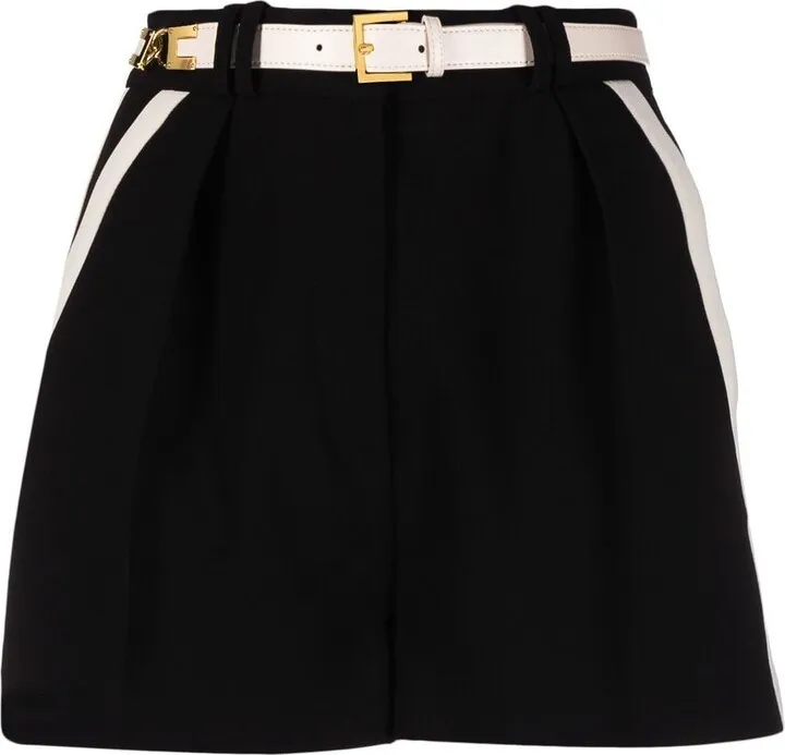 Stripe-Detail Belted Shorts