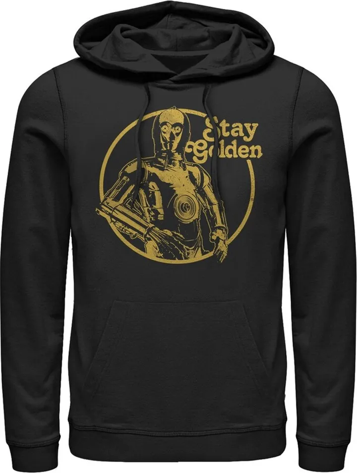 Men's Star Wars C-3PO Stayen Pull Over Hoodie - Black - 3X Large