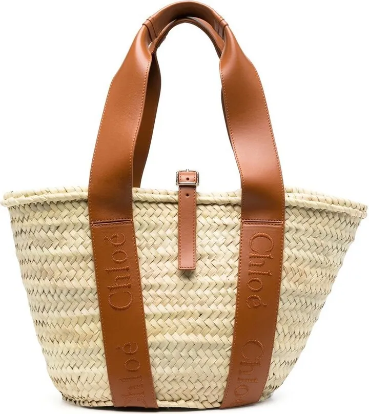 Leather Straps Basket Bag