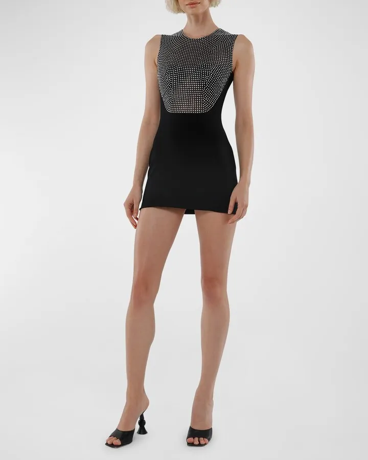 Sleeveless Crystal-Embellished Mini Dress