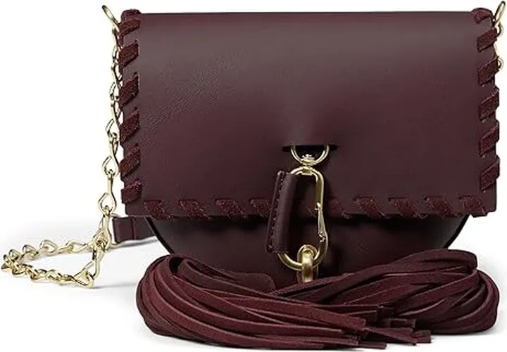 ZAC Zac Posen Belay Mini Saddle Crossbody - Fringe (Bordeaux) Handbags