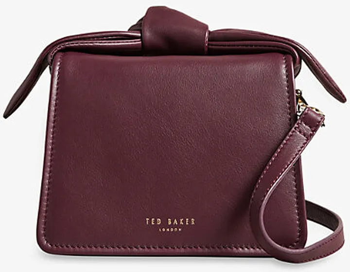 Womens Dp-purple Niyah Knot-detail Mini Cross-body bag