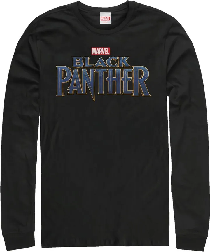 Men's Marvel Black Panther 2018 Text Logo Long Sleeve Shirt - Black - 2X Large